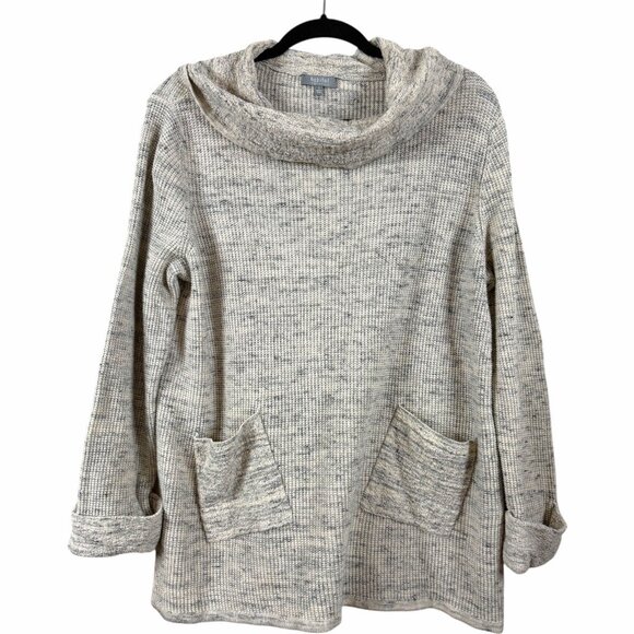 Habitat Top Size L Large Marled Ivory Gray Black Waffle Knit Layer Lagenlook - Picture 2 of 7